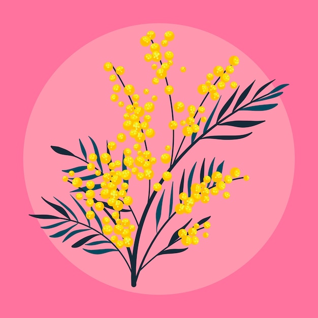 Free Vector hand drawn flat design mimosa illustration