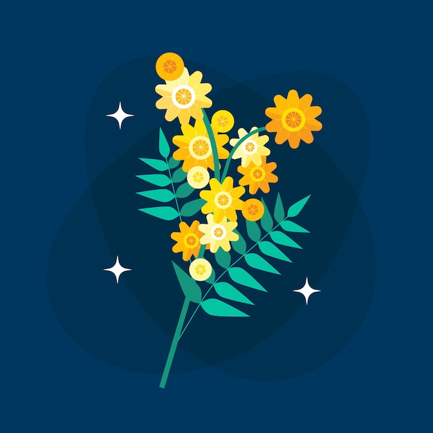 Free Vector hand drawn flat design mimosa illustration