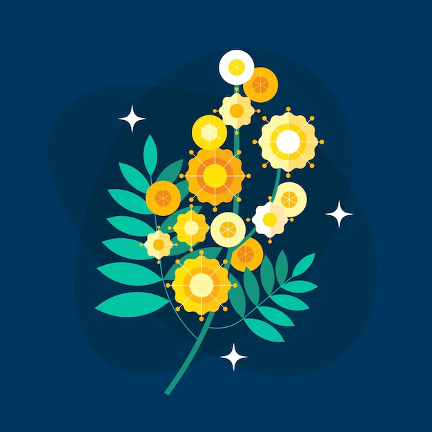 Free Vector hand drawn flat design mimosa illustration