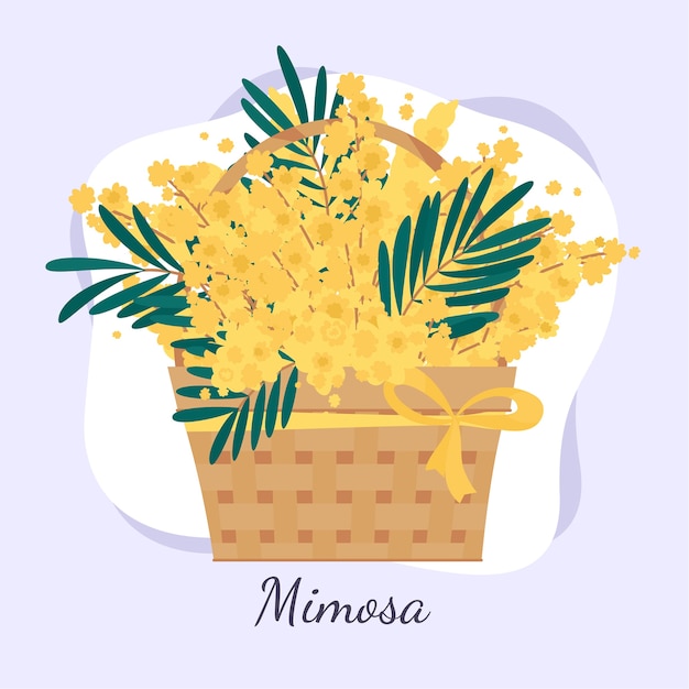 Hand drawn flat design mimosa illustration