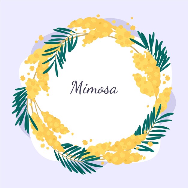 Hand drawn flat design mimosa illustration