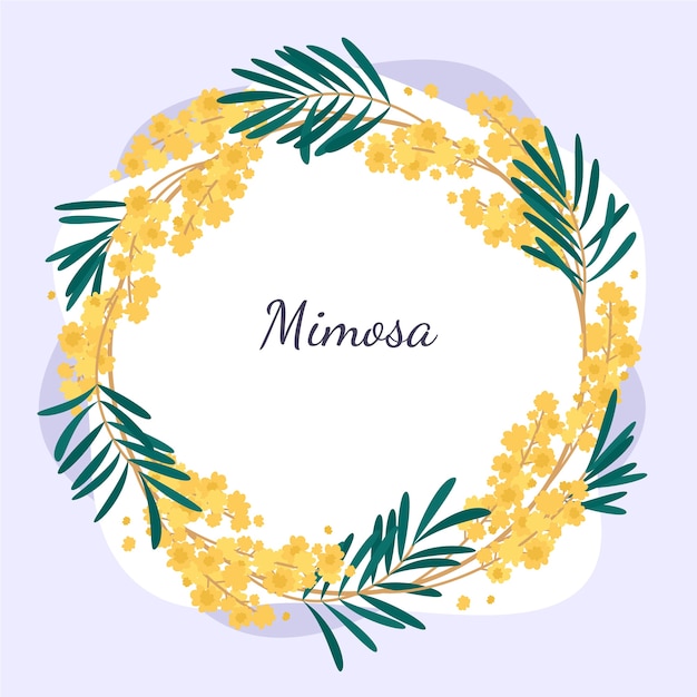 Hand drawn flat design mimosa illustration