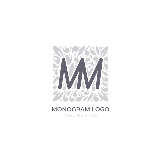 Hand drawn flat design mm logo template