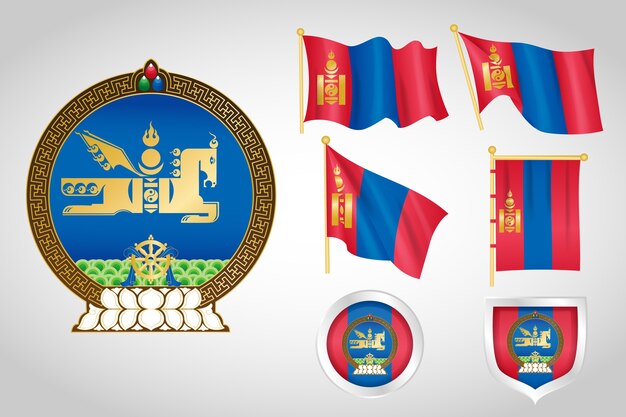 Hand drawn flat design mongolia national emblems