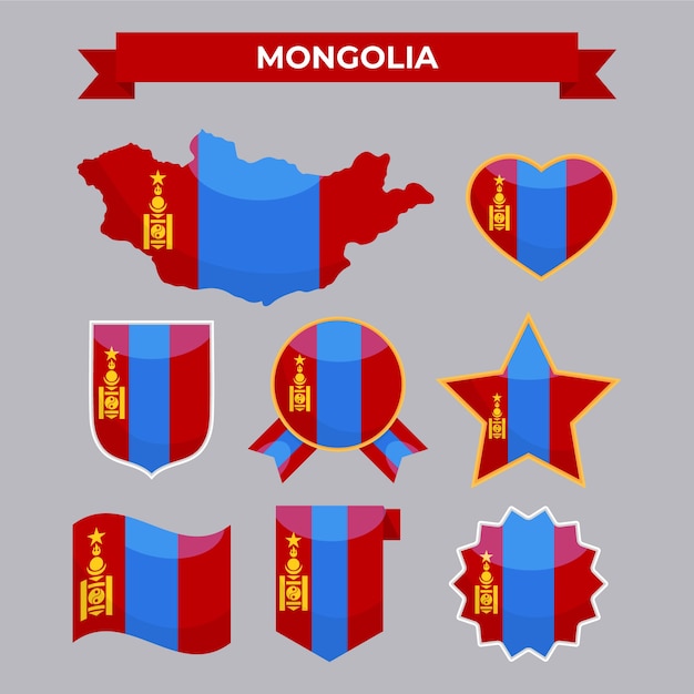 Free Vector hand drawn flat design mongolia national emblems