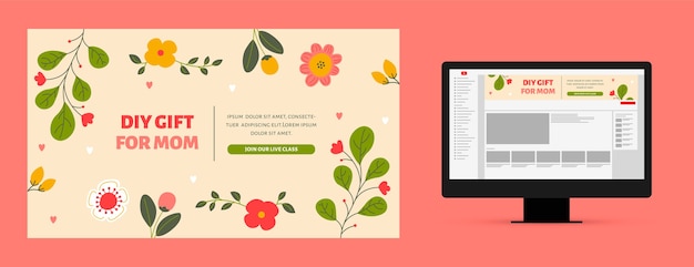 Hand drawn flat design mother's day template