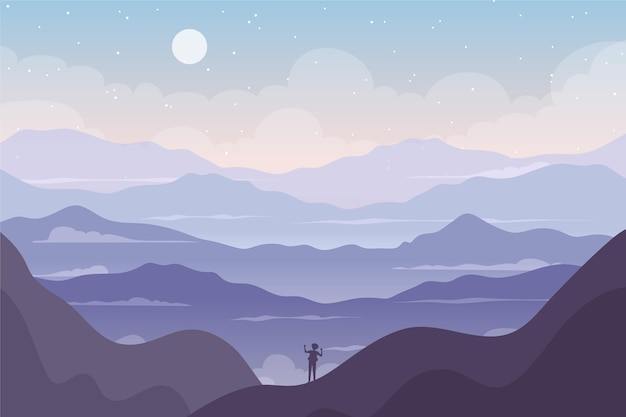 Free vector hand drawn flat design mountain landscape