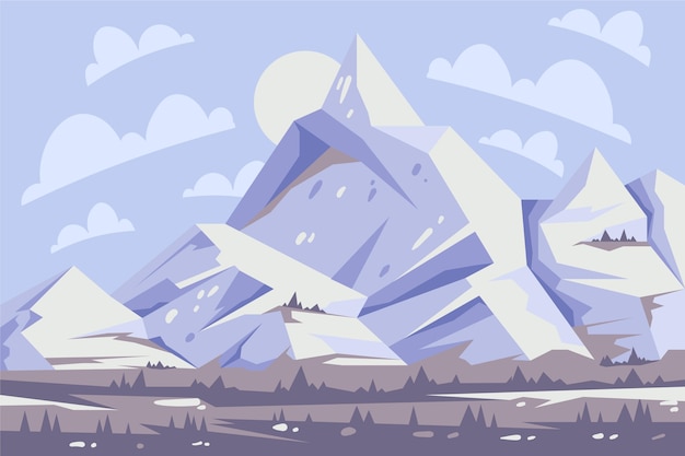 Free vector hand drawn flat design mountain landscape