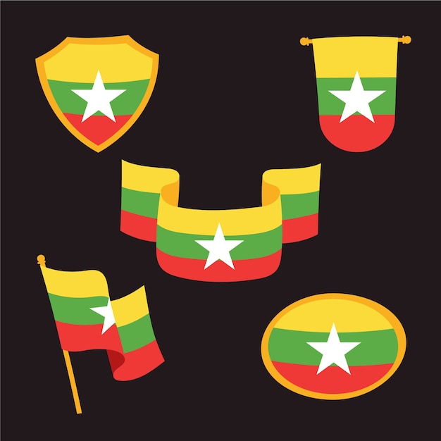 Free vector hand drawn flat design myanmar national emblems