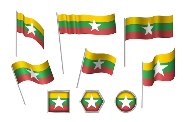 Free vector hand drawn flat design myanmar national emblems