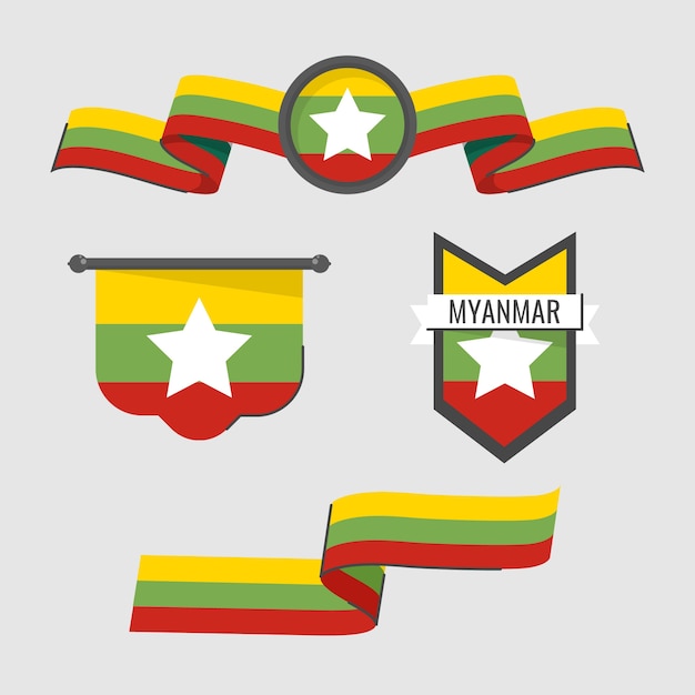 Free vector hand drawn flat design myanmar national emblems