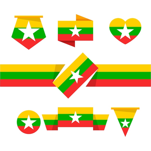 Free Vector hand drawn flat design myanmar national emblems