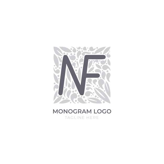 Hand drawn flat design nf or fn logo