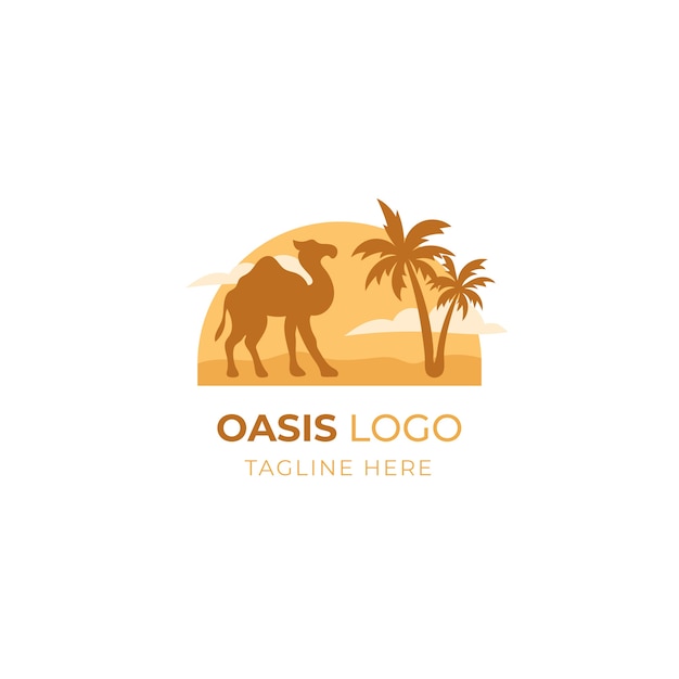 Hand drawn flat design oasis logo