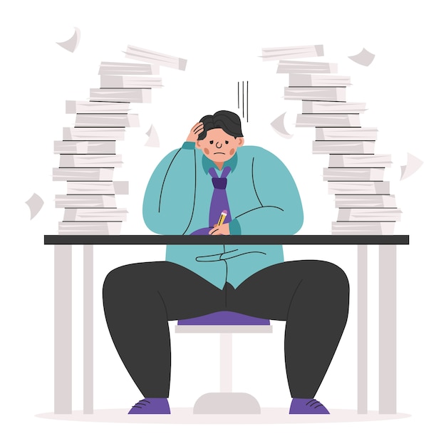 Hand drawn flat design overwhelmed people illustration