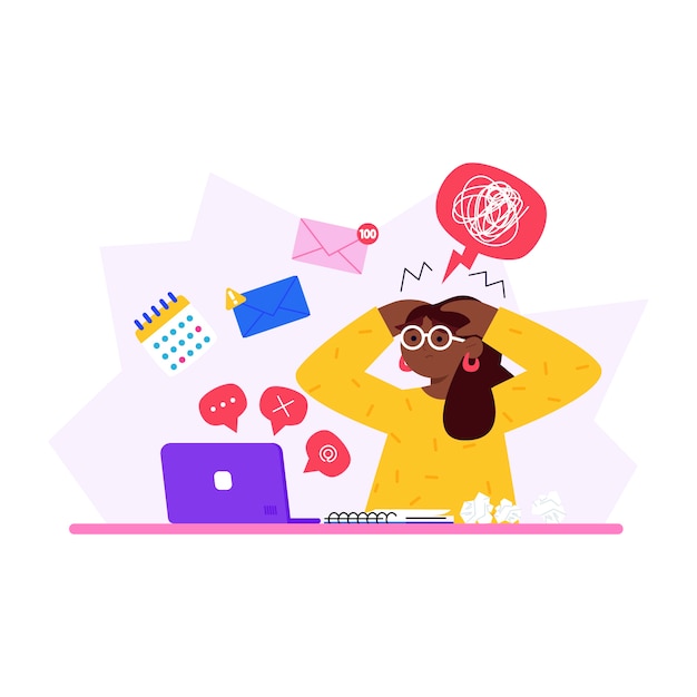 Free Vector hand drawn flat design overwhelmed people illustration