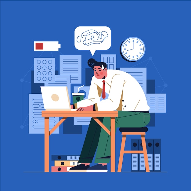 Hand drawn flat design overwhelmed people illustration