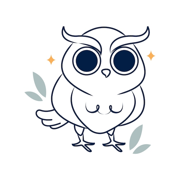 Hand drawn flat design owl outline