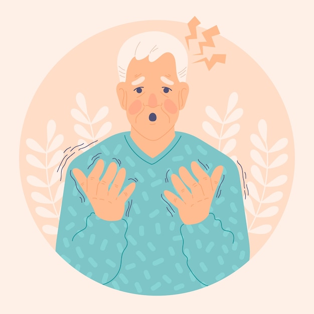 Hand drawn flat design parkinson illustration