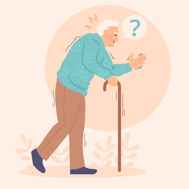 Hand drawn flat design parkinson illustration