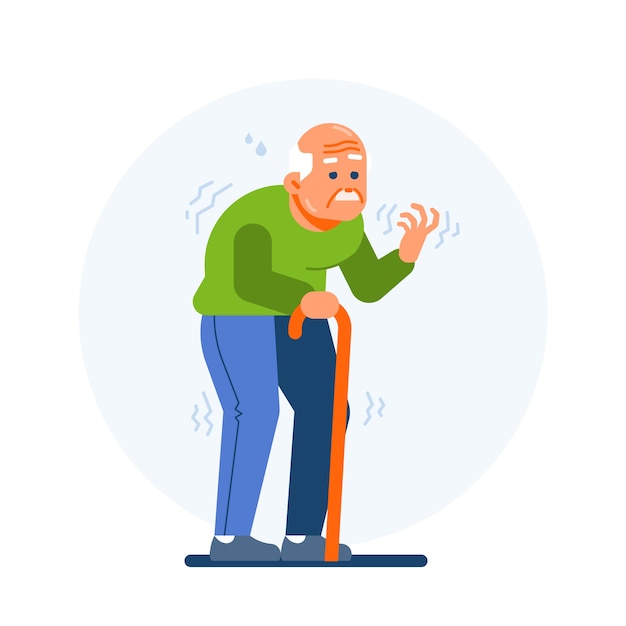 Hand drawn flat design parkinson illustration