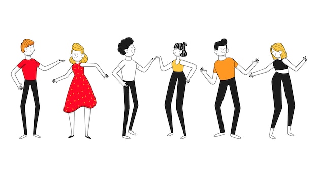 Hand drawn flat design of people dancing