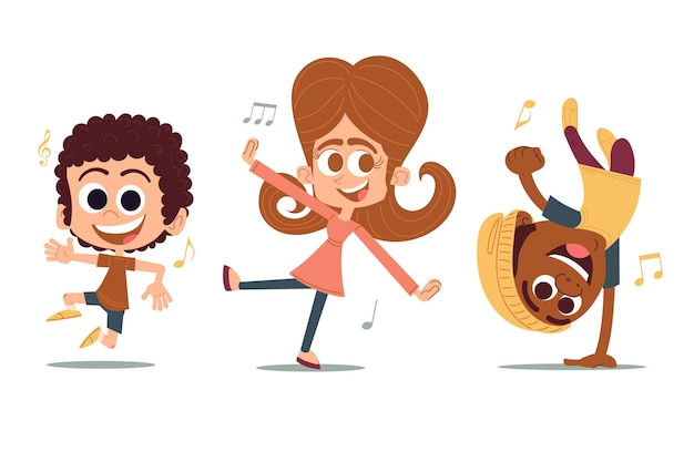 Hand drawn flat design people dancing