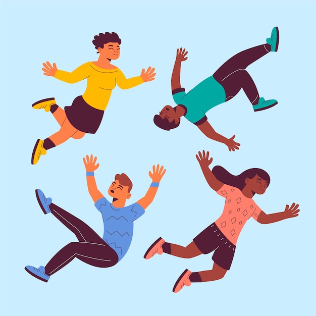 Free Vector hand drawn flat design people falling collection