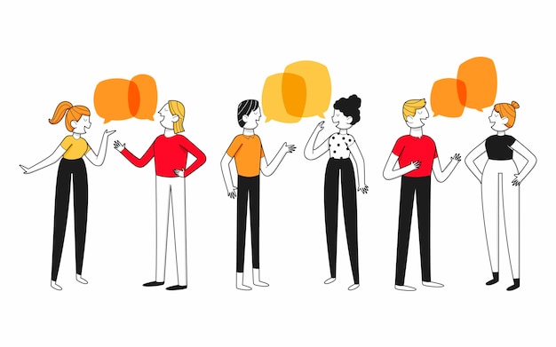 Free Vector hand drawn flat design of people talking