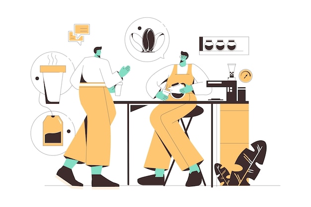 Hand drawn flat design people with hot drinks