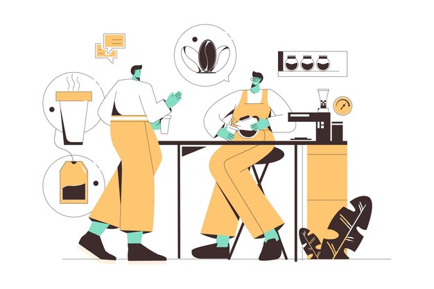 Hand drawn flat design people with hot drinks