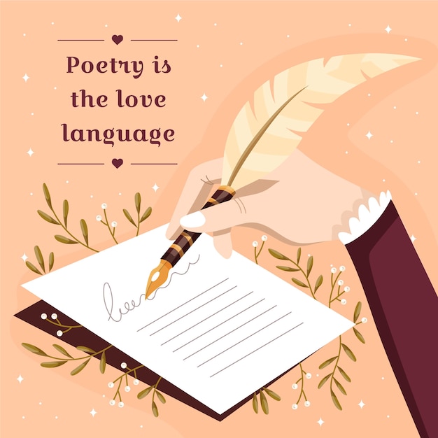 Hand drawn flat design poetry illustration