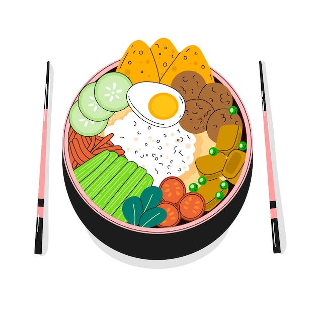 Free Vector hand drawn flat design poke bowl illustration