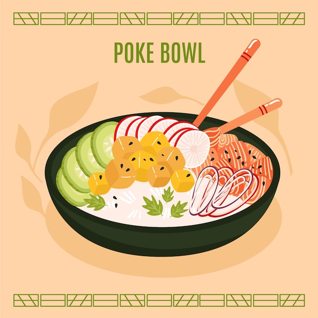 Free Vector hand drawn flat design poke food illustration