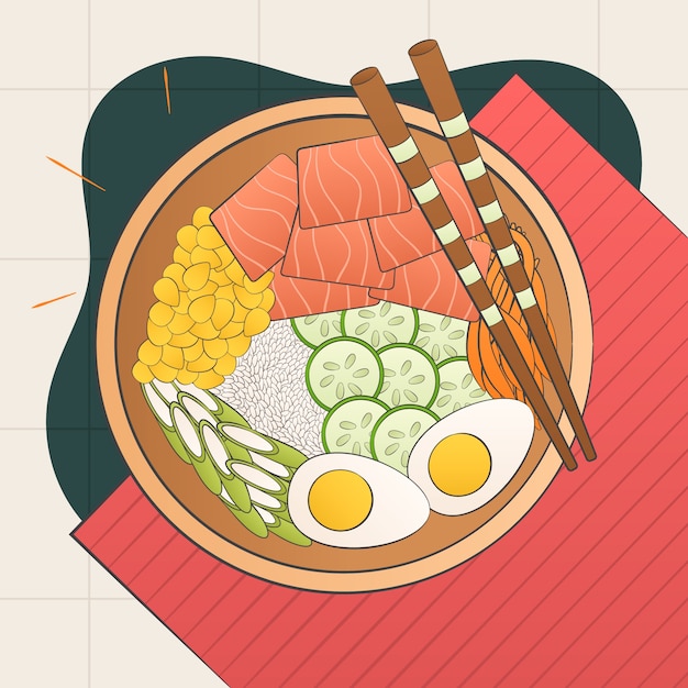 Hand drawn flat design poke illustration