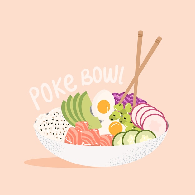 Hand drawn flat design poke illustration