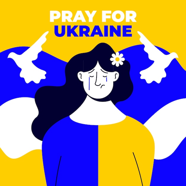 Free Vector hand drawn flat design pray for ukraine illustration