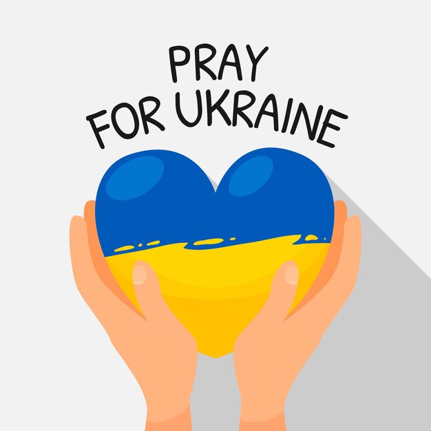 Hand drawn flat design pray for ukraine