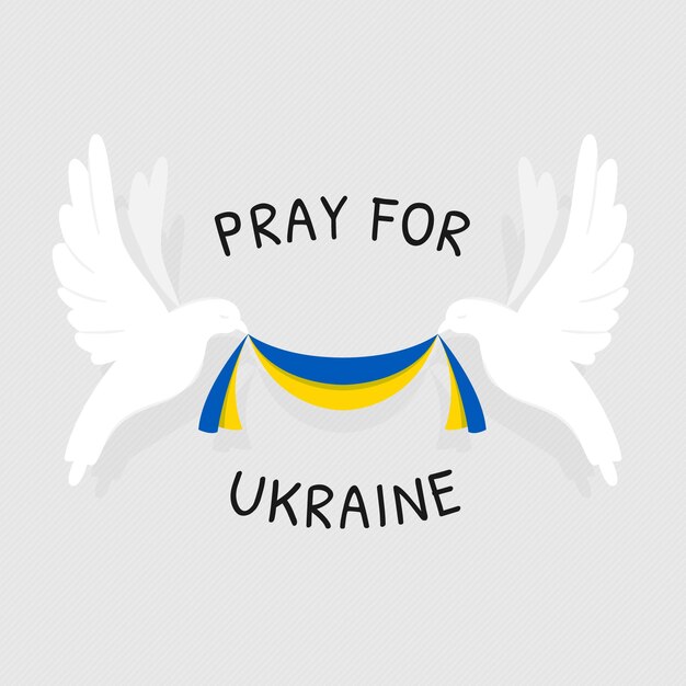 Hand drawn flat design pray for ukraine