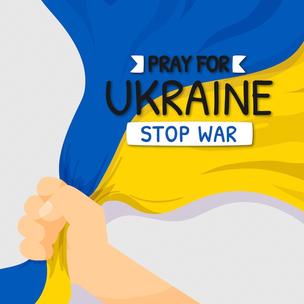 Hand drawn flat design pray for ukraine