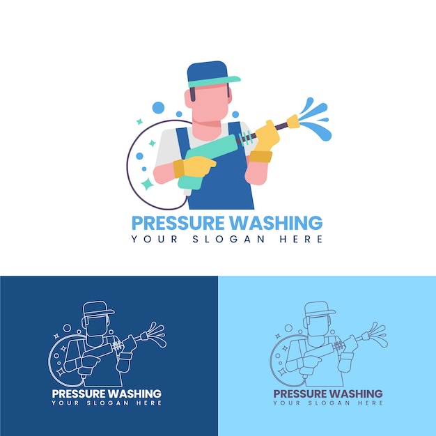 Hand drawn flat design pressure washinglogo