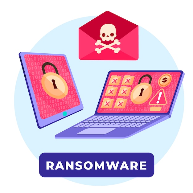 Free Vector hand drawn flat design ransomware illustration