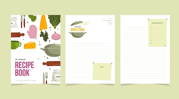 Free Vector hand drawn flat design recipe book