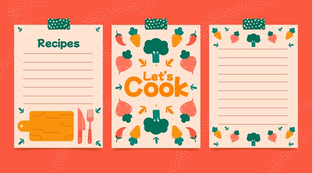 Hand drawn flat design recipe book