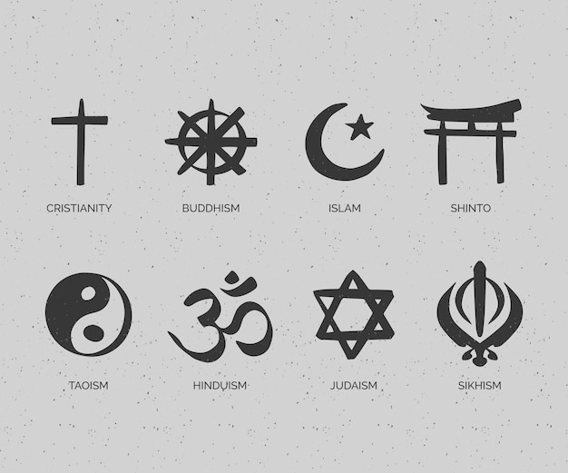 Free Vector hand drawn flat design religious symbol collection