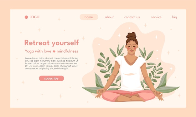 Hand drawn flat design retreat landing page