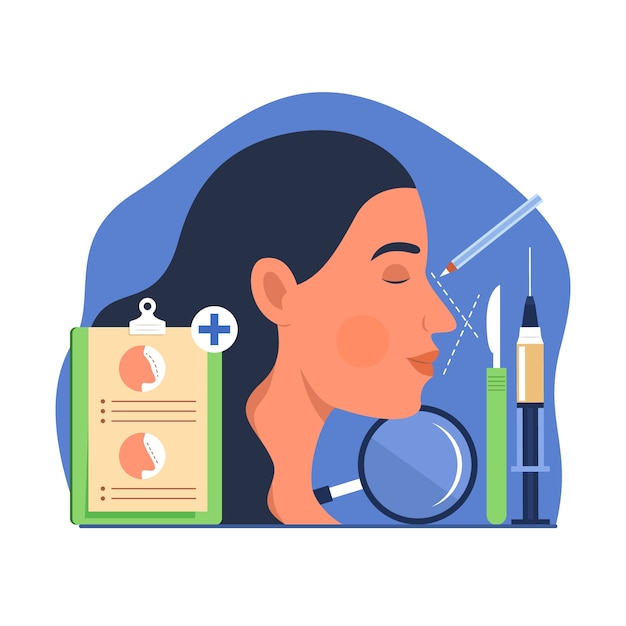 Free Vector hand drawn flat design rhinoplasty illustration