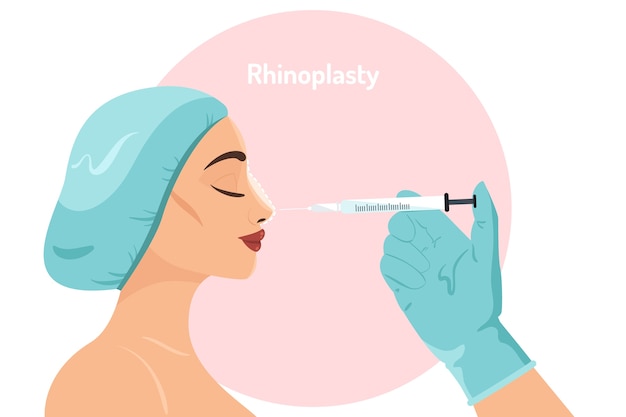 Hand drawn flat design rhinoplasty illustration