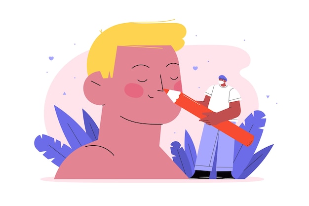 Hand drawn flat design rhinoplasty illustration