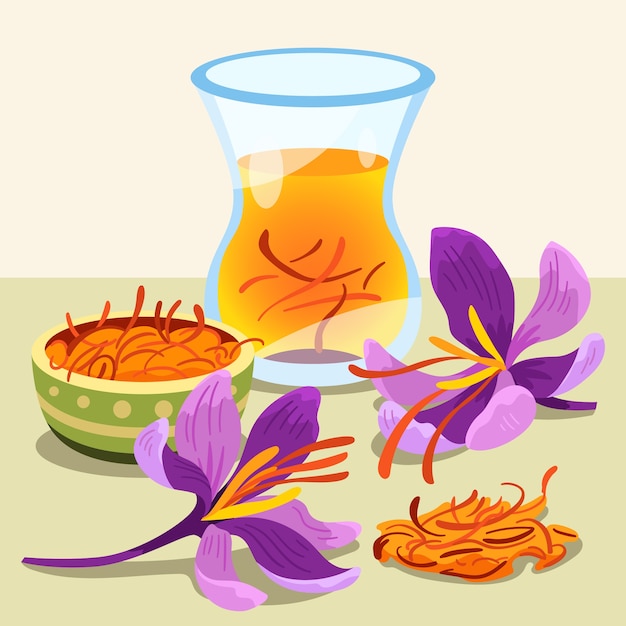 Free Vector hand drawn flat design saffron illustration